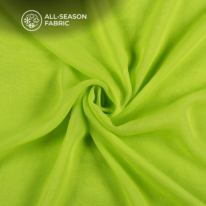Lime Green Plain Pure Georgette Fabric