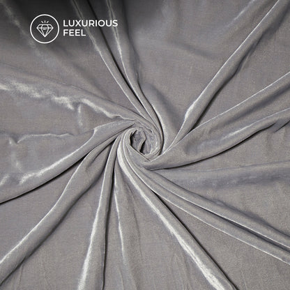 Smoke Grey Plain Export Quality Micro Velvet Fabric