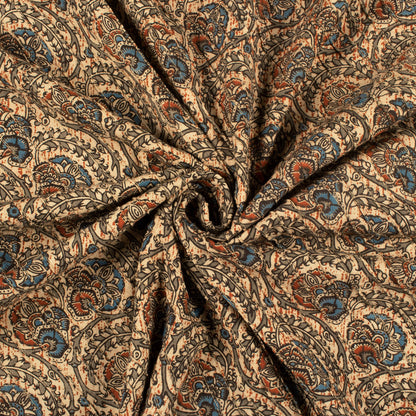 Trendy Floral Kalamkari Pin-Tucks Cotton Fabric