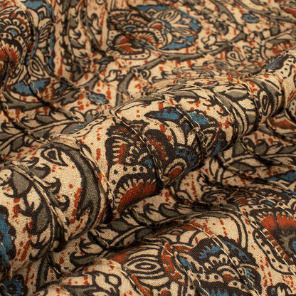 Trendy Floral Kalamkari Pin-Tucks Cotton Fabric