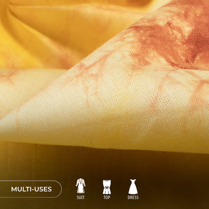 Blonde Yellow And Brown Tie And Dye Cotton Fabric