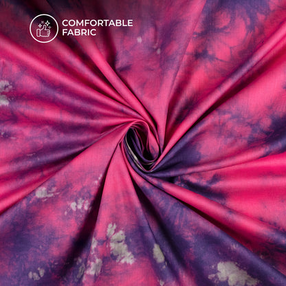 Jazzberry Pink And Blue Tie And Dye Cotton Fabric