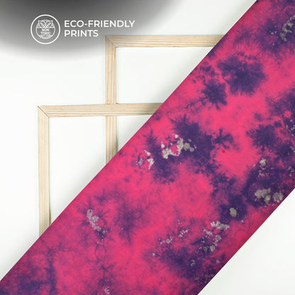 Jazzberry Pink And Blue Tie And Dye Cotton Fabric
