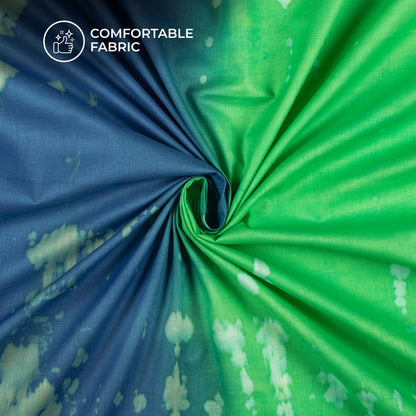 Pastel Green And Blue Ombre Tie And Dye Cotton Fabric