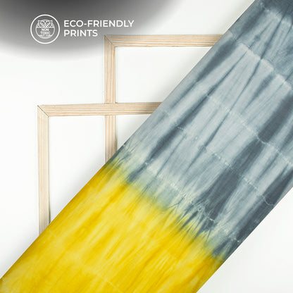 Bumblebee Yellow And Grey Tie And Dye Cotton Fabric