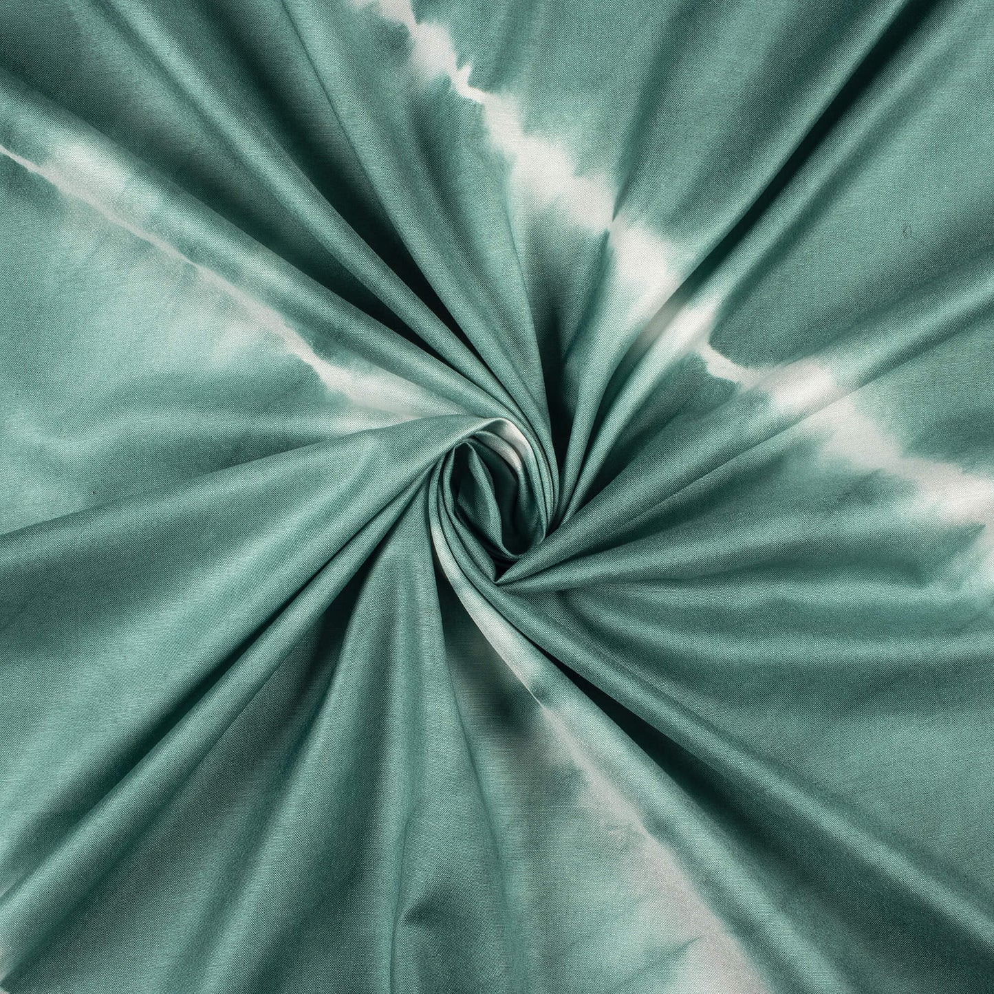 Pine Green And White Leheriya Tie & Dye Cotton Silk Fabric