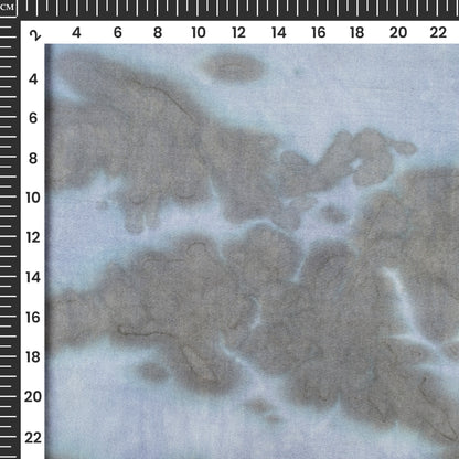 Steel Blue And Grey Tie & Dye Cotton Silk Fabric