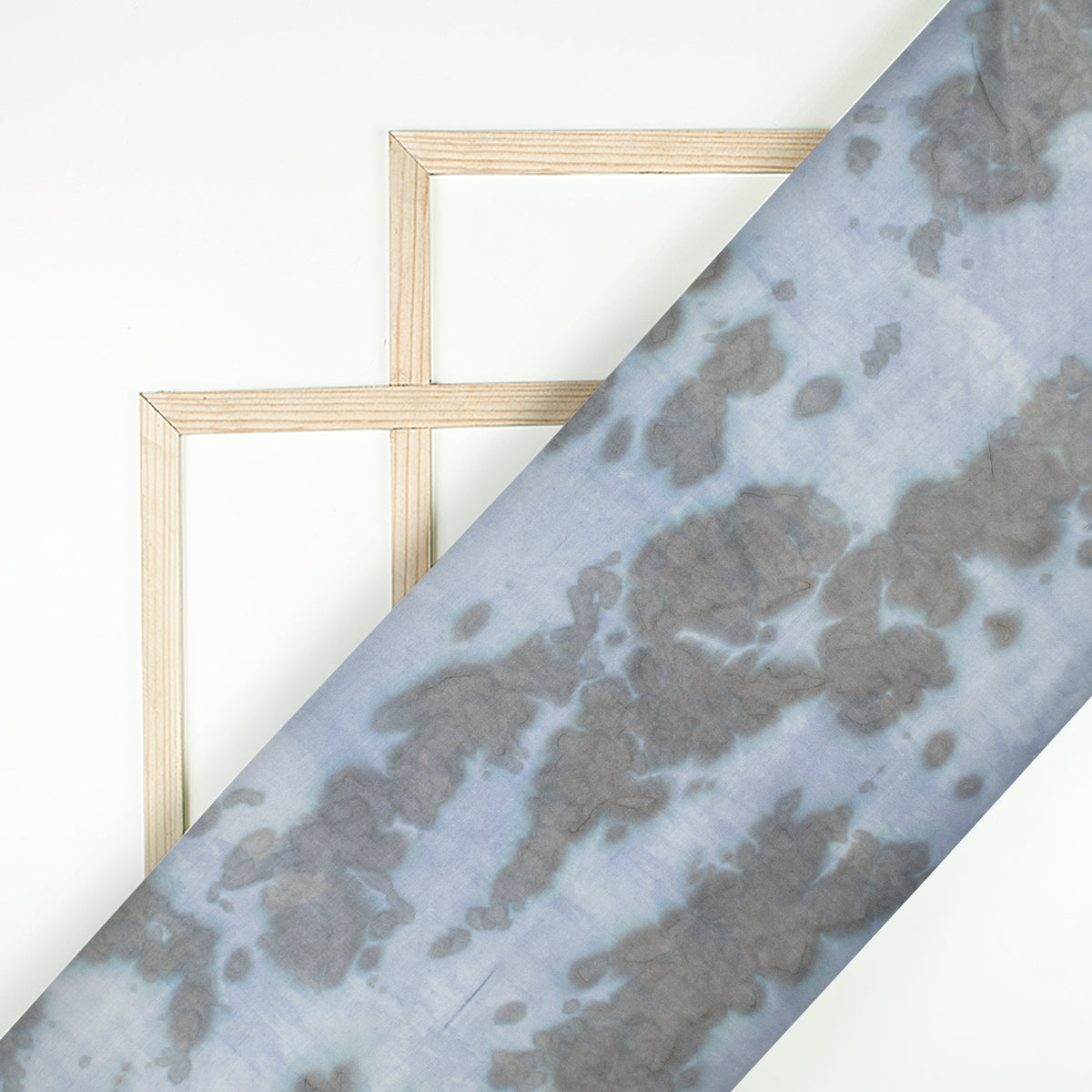 Steel Blue And Grey Tie & Dye Cotton Silk Fabric