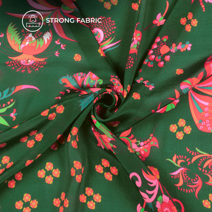 Yellow Eye–Catching Flora Digital Print Viscose Natural Crepe Fabric