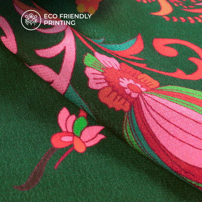 Yellow Eye–Catching Flora Digital Print Viscose Natural Crepe Fabric