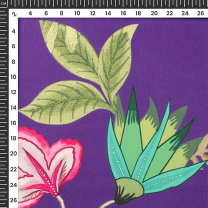 Aqua Abstract Digital Print Viscose Natural Crepe Fabric