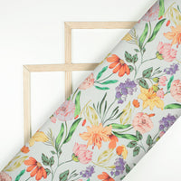 Trendy Yellow Floral Digital Print Poly Chinnon Chiffon Fabric