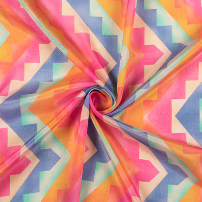 Exclusive Multi-Color Chevron Digital Print Poly Chinnon Chiffon Fabric