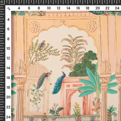 Exclusive Peach Madhuvanii Digital Print Georgette Fabric