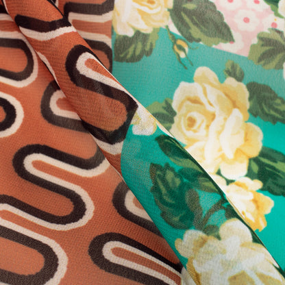 Exclusive Multi-Color Floral Digital Print Georgette Fabric