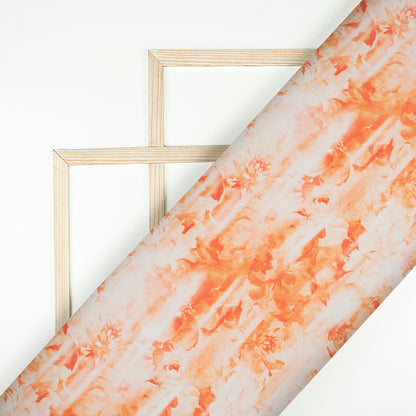 Exclusive Orange Floral Digital Print Georgette Fabric