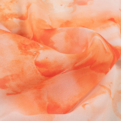 Exclusive Orange Floral Digital Print Georgette Fabric