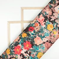 Gorgeous Red Floral Digital Print Organza Satin Fabric