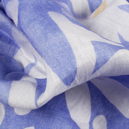 Periwinkle Purple And White Floral Digital Print Swiss Linen Fabric