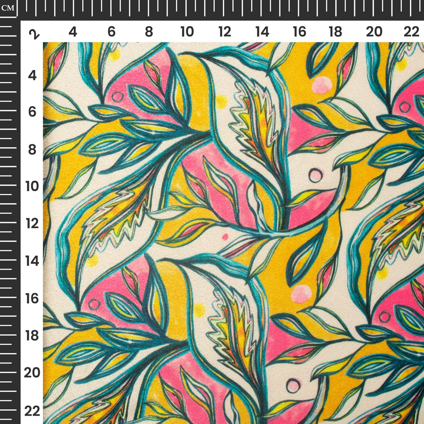 Trendy Leafage Digital Print Crepe Silk Fabric