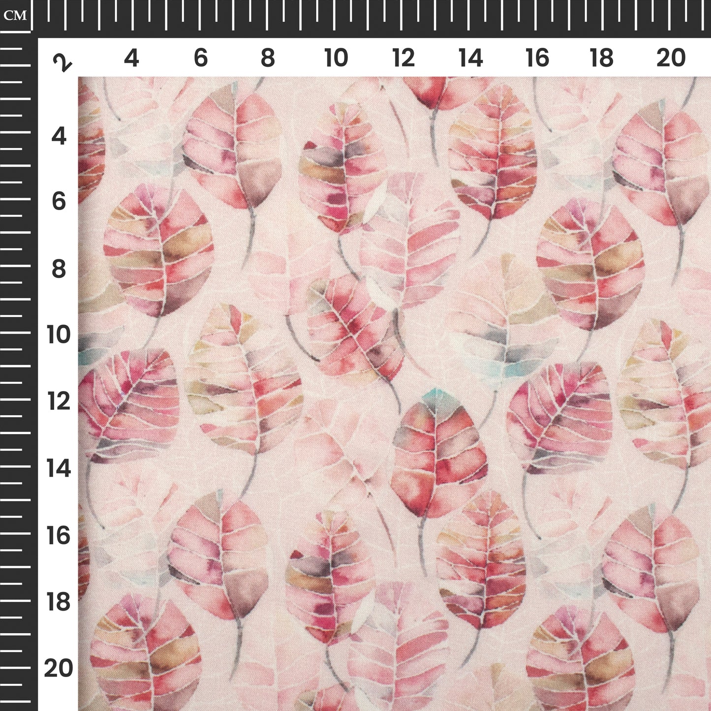 Stunning Pink Leaf Digital Print Georgette Satin Fabric