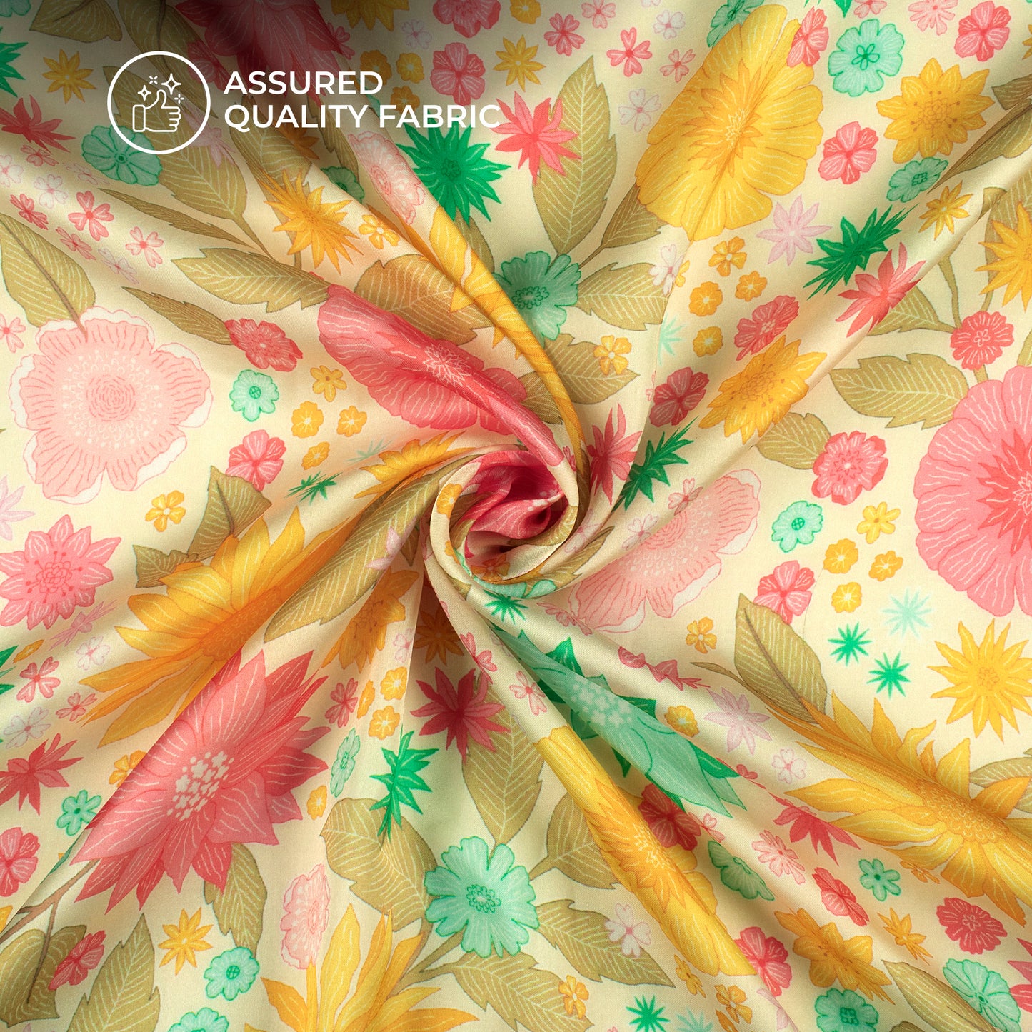 Charming Floral Digital Print Georgette Satin Fabric