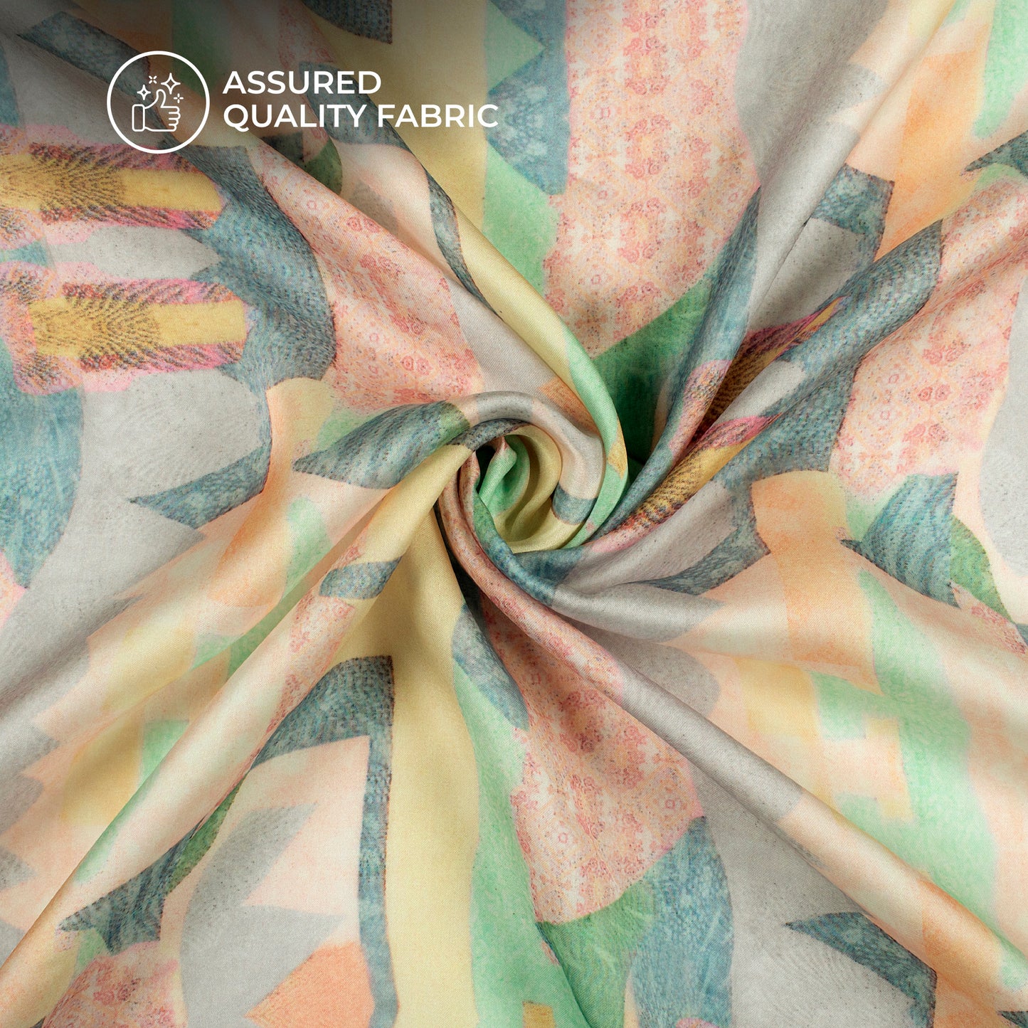 Classic Abstract Digital Print Georgette Satin Fabric