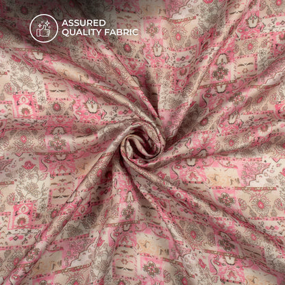 Lovely Pink Floral Digital Print Georgette Satin Fabric