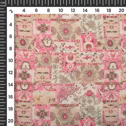 Lovely Pink Floral Digital Print Georgette Satin Fabric