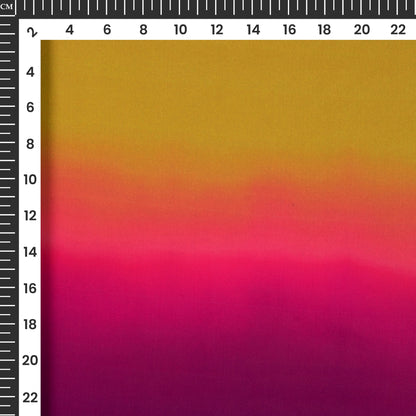 Dijon Yellow And Pink Ombre Digital Print Imported Satin Fabric