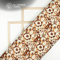 Pecan Brown Tye And Dye Digital Print Linen Textured Fabric (Width 56 Inches)