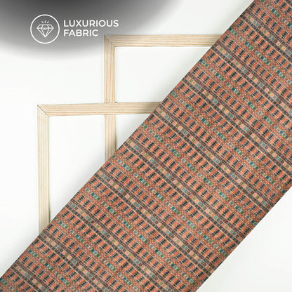Trendy Orange Ethnic Stripes Digital Print Heritage Art Silk Fabric