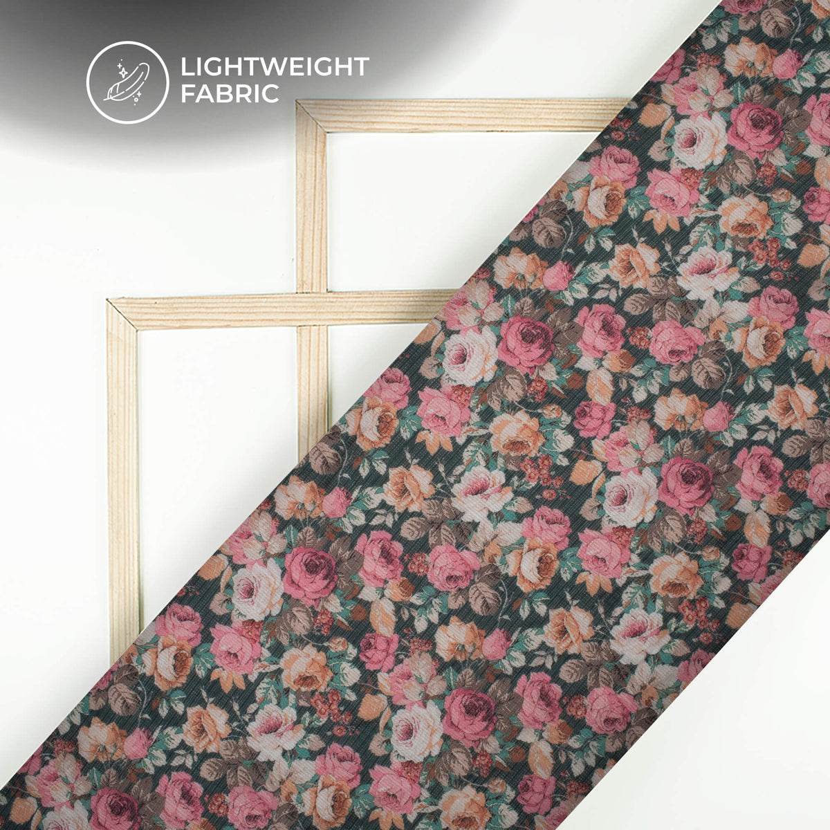 Hot Pink Floral Digital Print Kota Doria Fabric