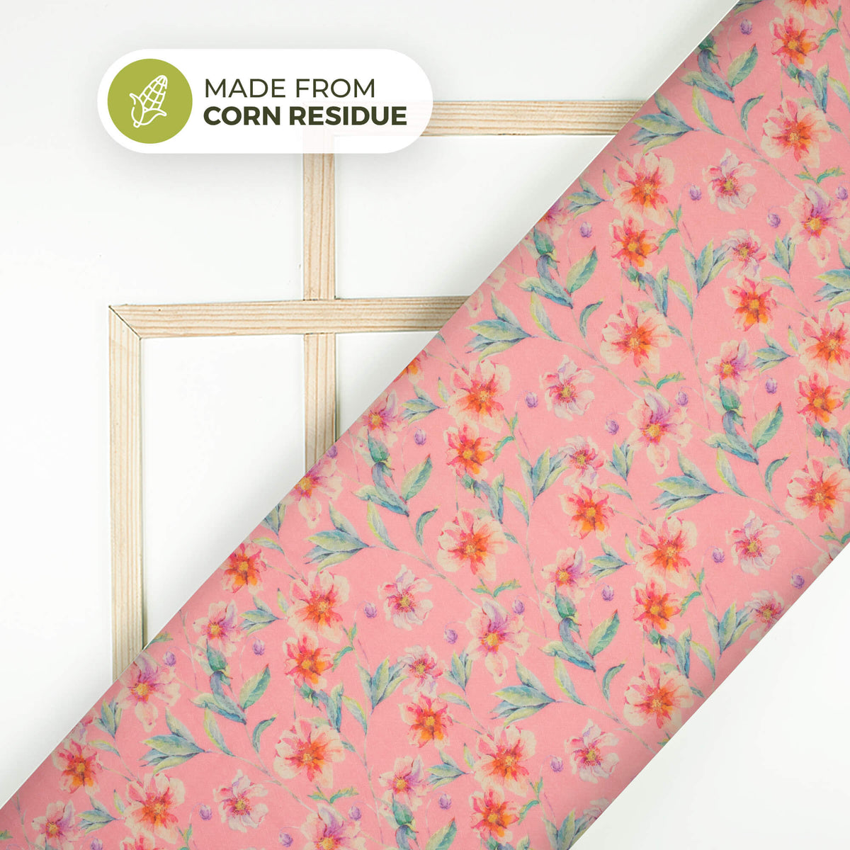 Attractive Floral Printed Sustainable Corn Fabric