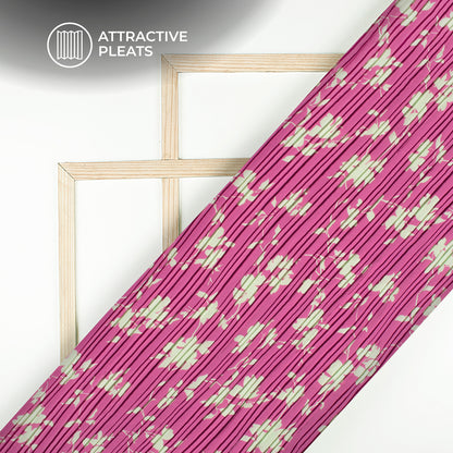 Blooming Floral Pleated Crepe Satin Fabric