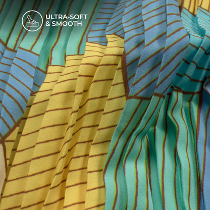 Impressive Abstract Pleated Crepe Satin  Fabric