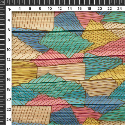 Impressive Abstract Pleated Crepe Satin  Fabric