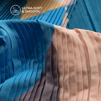 Lovely Abstract Pleated Crepe Satin  Fabric