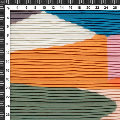 Lovely Abstract Pleated Crepe Satin  Fabric