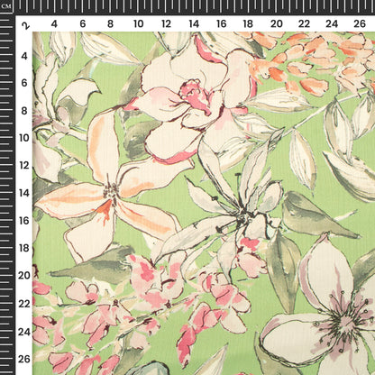 Bestselling Floral Digital Print Chiffon Satin Fabric