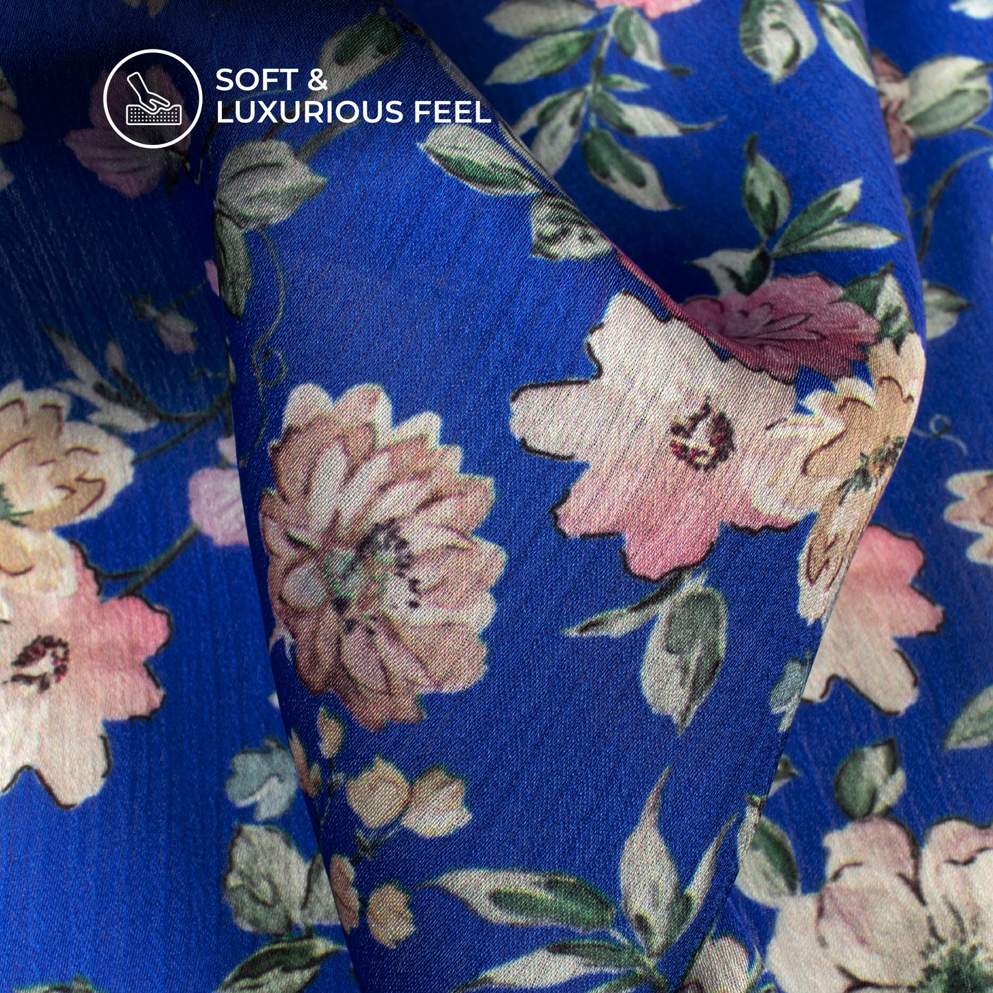 Beautiful Royal Floral Digital Print Chiffon Satin Fabric