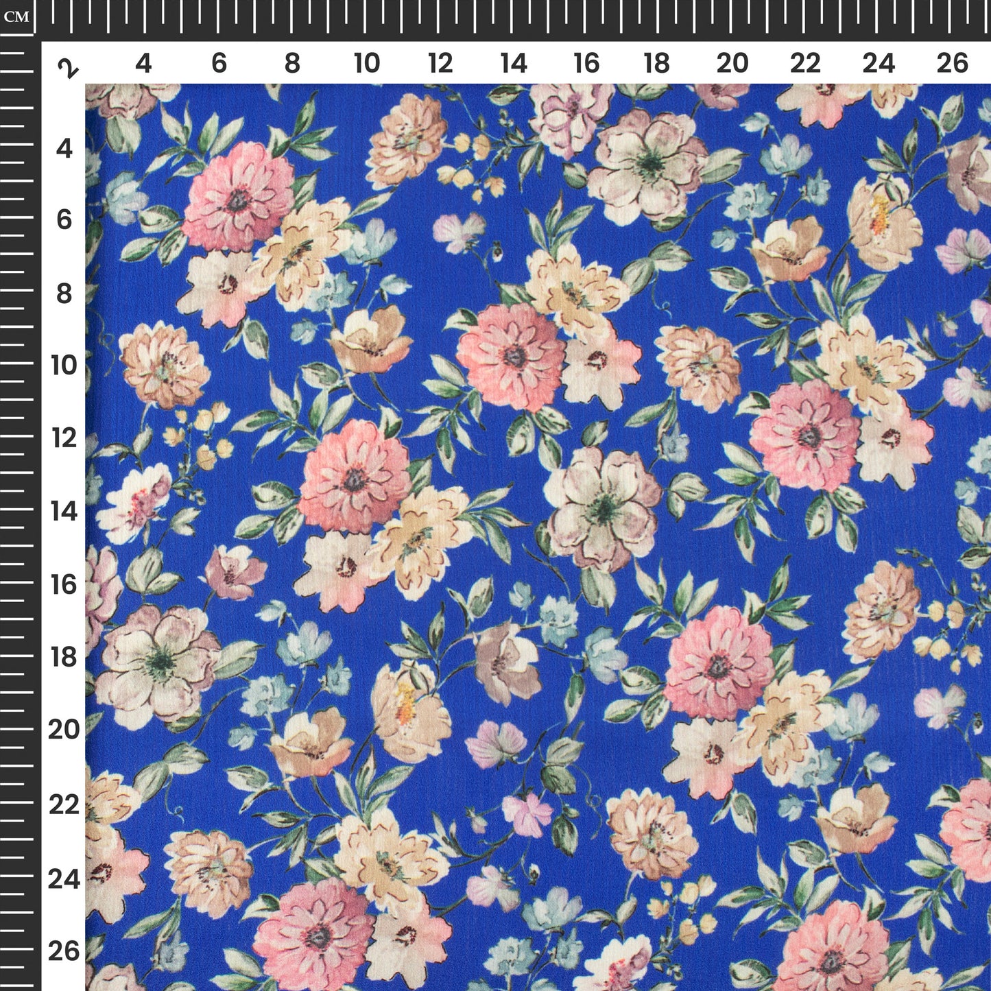 Beautiful Royal Floral Digital Print Chiffon Satin Fabric