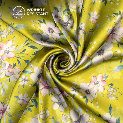 Exotic Floral Digital Print Japan Satin Fabric