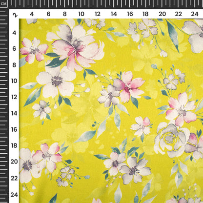 Exotic Floral Digital Print Japan Satin Fabric