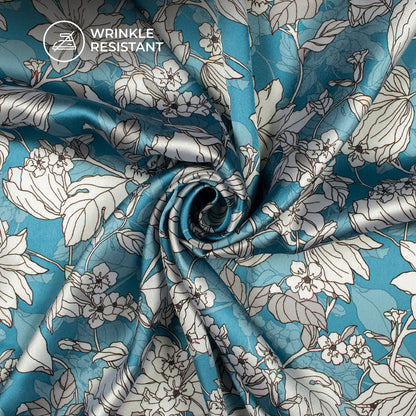 Premium Floral Digital Print Japan Satin Fabric