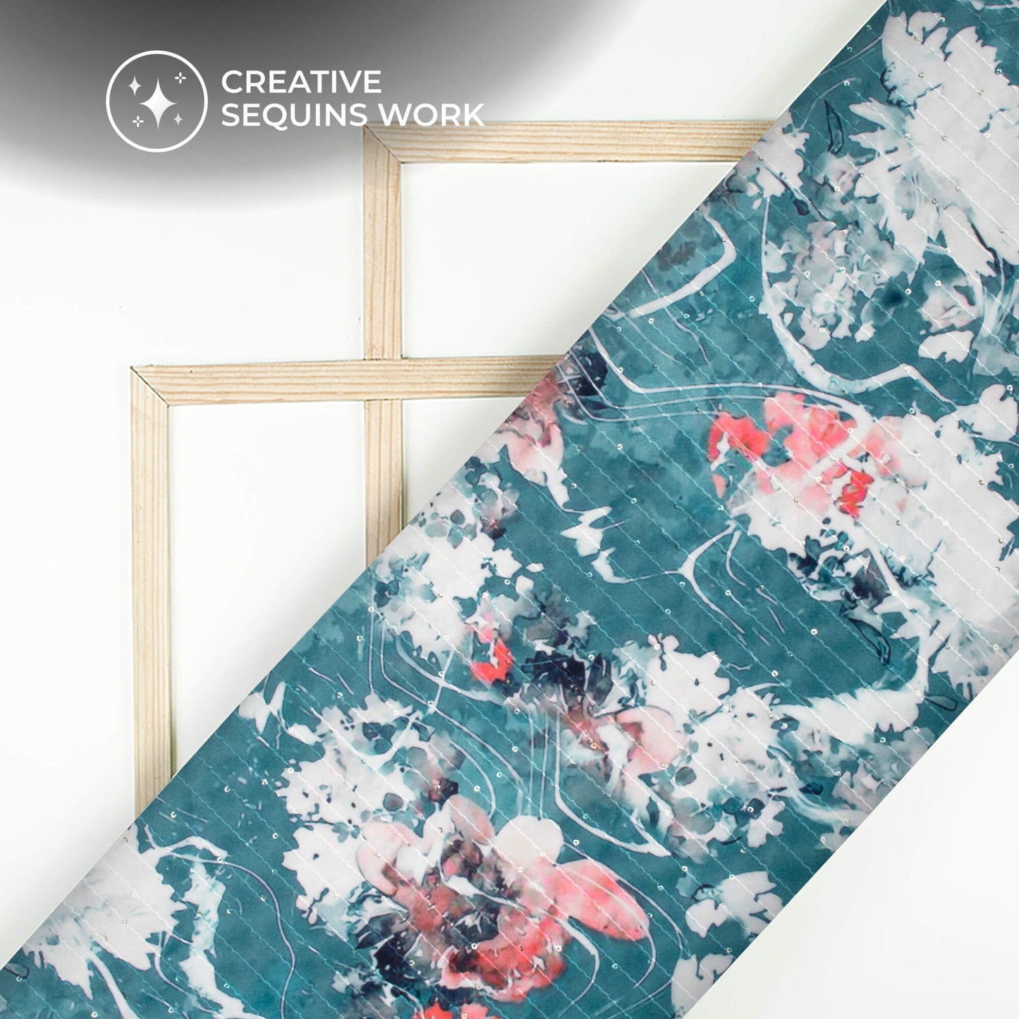 Beautiful Floral Digital Print Superior Sequins Velvet Fabric (Width 54 Inches)