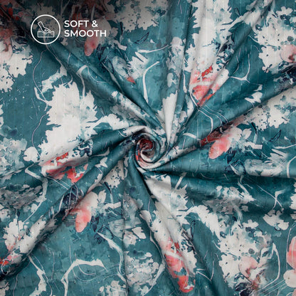 Beautiful Floral Digital Print Superior Sequins Velvet Fabric (Width 58 Inches)