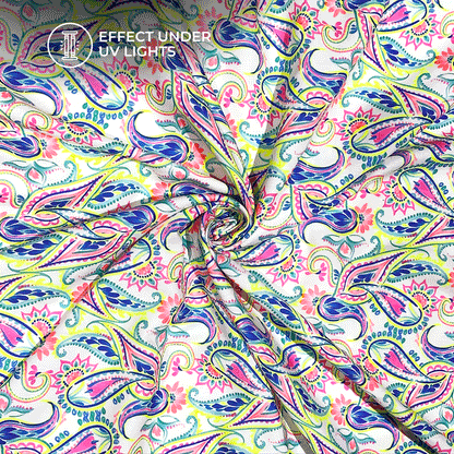 Electric Garden: Bespoke Paisley Digital Print Rayon Fabric