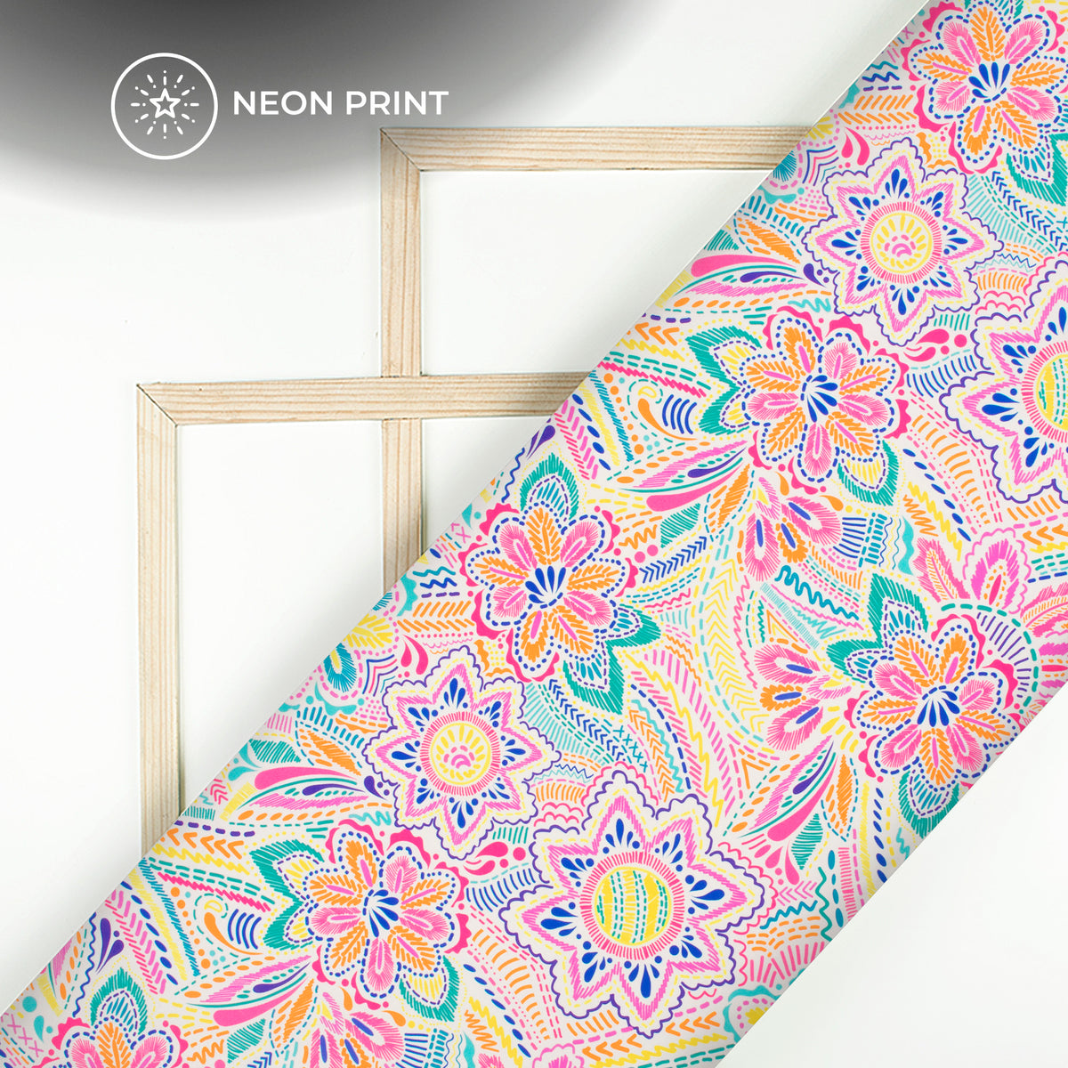 Floral Fusion: Exquisite Neon Digital Print Rayon Fabric