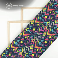 Neon Glow: Geometric Digital Print Rayon Fabric